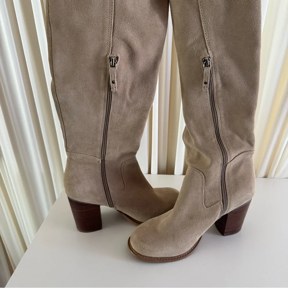 Kelsi‎ Dagger Logan Fawn Over The Knee Tan Light Brown Suede Boots Size 9.5